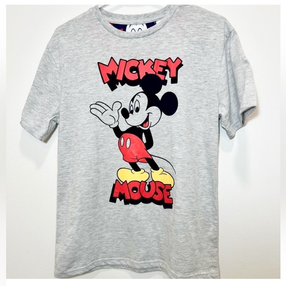 Disney Mickey Mouse Graphic Tee Kids Size 14/16 Gray Short Sleeve Shirt